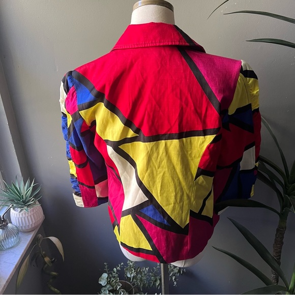 Mishca Vintage 80s Geometric Print Jacket Size Small - Picture 8 of 11